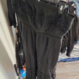 Free People Black Embroidered Jumpsuit